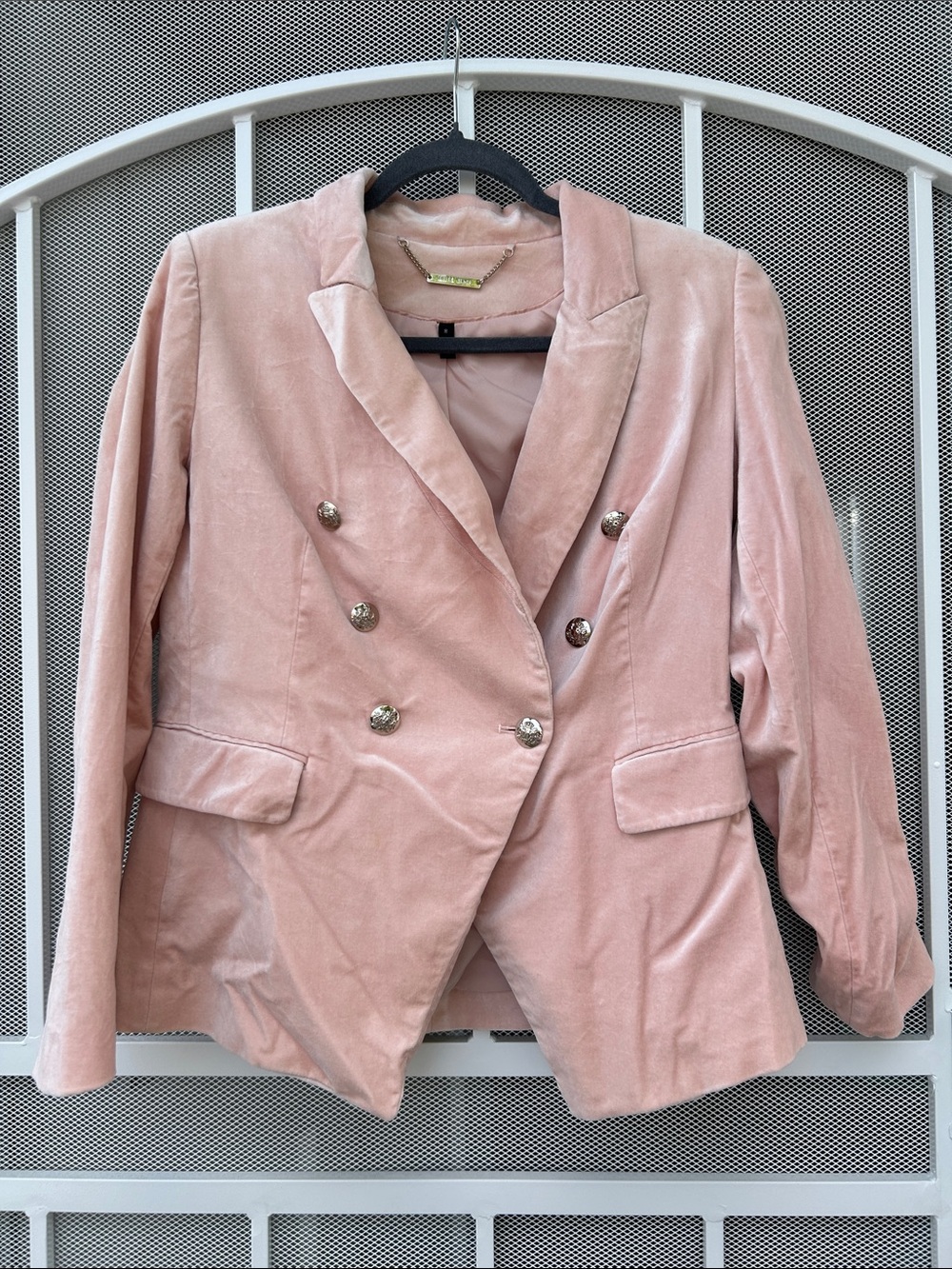 Double-Breasted Women's Velvet Blazer - Pink